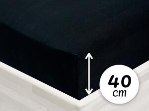 Jersey napínací prostěradlo na extra vysokou matraci JR-030 Černé 100 x 200 - výška 40 cm