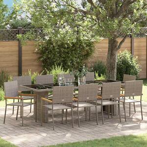 Zahradní jídelní souprava 11 ks Šedá polyratan 3365418