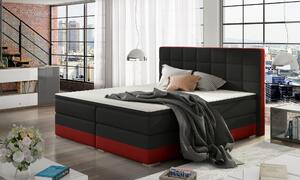 Kontinentální postel Boxspring LUCAS černá / červená