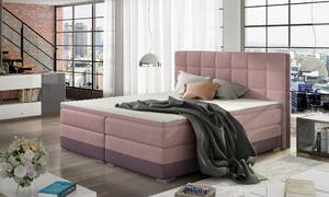 Kontinentální postel Boxspring LUCAS růžová / fialová 160x200cm