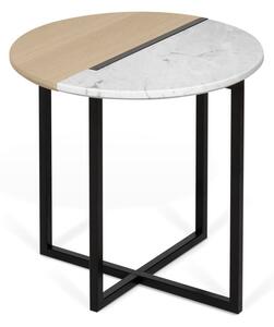 Odkládací stolek s deskou z dubového dřeva a mramoru TemaHome Sonata, ø 50 cm