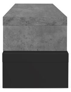 Dvojitý televizní stolek černý s betonovým dekorem TemaHome Cliff, 125 x 40 cm