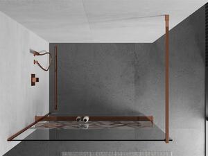 MEXEN - Kioto+ zástěna sprchová s poličkou a držákem na ručníky, 80 x 200 cm, transparentní/bílá 8 mm, růžově zlatá - 800-080-121-60-85