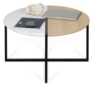 Konferenční stolek s deskou z dubového dřeva a mramoru TemaHome Sonata, ø 80 cm