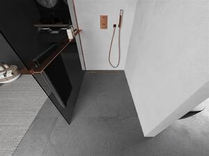 MEXEN - Kioto+ zástěna sprchová s poličkou a držákem na ručníky, 70 x 200 cm, grafit 8 mm, růžově zlatá - 800-070-121-60-40