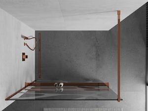 MEXEN - Kioto+ zástěna sprchová s poličkou a držákem na ručníky, 70 x 200 cm, transparentní/bílá 8 mm, růžově zlatá - 800-070-121-60-97