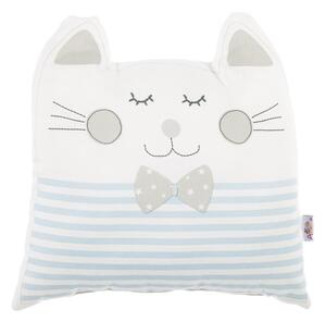 Modrý dětský polštářek s příměsí bavlny Mike & Co. NEW YORK Pillow Toy Big Cat, 29 x 29 cm