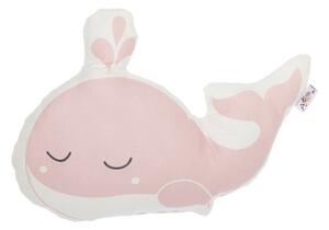 Růžový dětský polštářek s příměsí bavlny Mike & Co. NEW YORK Pillow Toy Whale, 35 x 24 cm