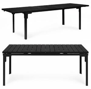 Rozkládací zahradní stůl 180-240 cm pro 12 os. ocel HDPE černý MultiGarden