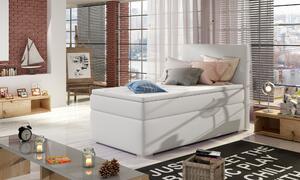 Kontinentální postel Boxspring RICCO bílá ekokůže 90x200cm