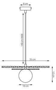 Lustr na lanku UMBRA 1xG9/8W/230V černá/bílá