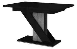 Jídelní stůl Mevenis (lesk černý + kámen) (pro 4 až 6 osob). 1055215