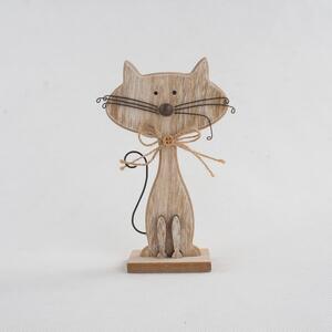 Dřevěná dekorace ve tvaru kočky Dakls Cats, výška 18 cm