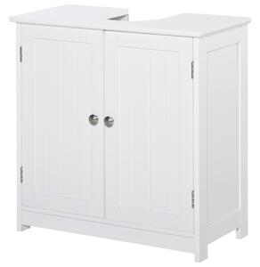 Kleankin koupelnová skříňka - skříňka pod umyvadlo - dvoudvéřová skříň s policí - 60 Š x 30 H x 60 V cm - bílý dřevo | Aosom