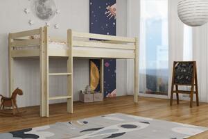 Dětská vyvýšená postel z masivu borovice BERTÍK 180x80 cm - přírodní
