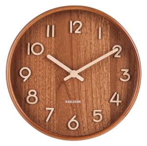 Hnědé nástěnné hodiny z lipového dřeva Karlsson Pure Small, ø 22 cm
