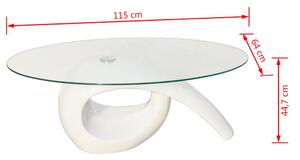 Konferenční stolek se skleněnou deskou a vysokým leskem | bílý