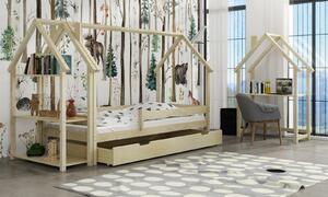 Dětská domečková postel z masivu borovice LUCKY HOUSE - 200x90 cm - přírodní