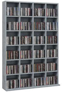 HOMCOM Úložný prostor na CD a DVD, multimediální úložná jednotka se 24 přihrádkami, maximální kapacita 480 CD/312 DVD, dřevěná knihovna s nastavitelný