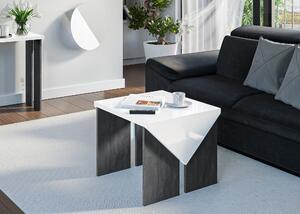 Konferenční stolek Tarni (lesk bílý + tmavě šedá). 1055251