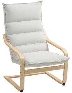HOMCOM Moderní relaxační křeslo do ložnice s prohnutými opěrkami, polstrováním, sametové křeslo - 67 x 83 x 105 cm, krémové | Aosom