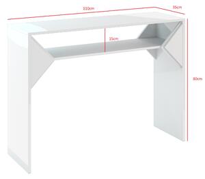 Konzolový stolek Tonfir (světle šedá + lesk bílý). 1055256