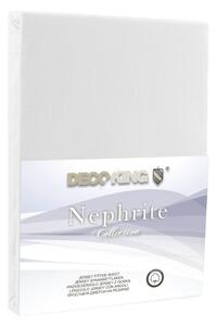 Bílé elastické prostěradlo DecoKing Nephrite, 120/140 x 200 cm