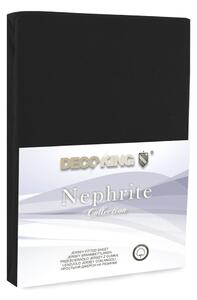 Černé elastické prostěradlo DecoKing Nephrite, 160/180 x 200 cm