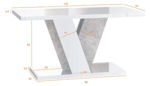 Konferenční stolek Venag (lesk bílý + kámen). 1055266