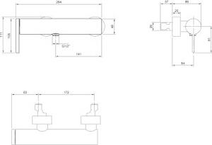 Villeroy & Boch EH sprchová baterie série Dawn 274x111x88mm matná černá, 1 ks
