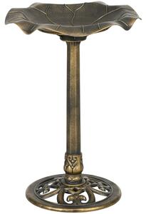 Outsunny Ptačí Fontána, Ptačí Krmítko ve Tvaru Lotusového Listu, rozměry Ø 50 x 71H cm Polypropylen Antický Bronz | Aosom