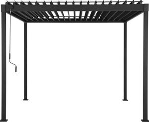 Ocelová bioklimatická pergola Mirador s lamelovou střechou, tloušťka sloupků 8 × 8 cm, 3 × 3 m, antracitová – podobná RAL 7015