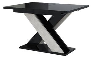 Jídelní stůl Xalin (lesk černý + kámen) (pro 4 až 6 osob). 1055281