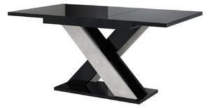 Jídelní stůl Xalin (lesk černý + kámen) (pro 4 až 6 osob). 1055281