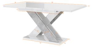 Jídelní stůl Xalin (lesk bílý + kámen) (pro 4 až 6 osob). 1055284