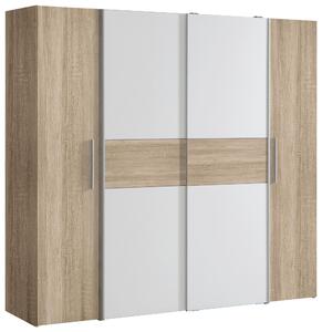 ŠATNÍ SKŘÍŇ S OTOČNÝMI DVEŘMI, bílá, Sonoma dub, 200,1/190,5/61,6 cm Carryhome - Šatní skříně