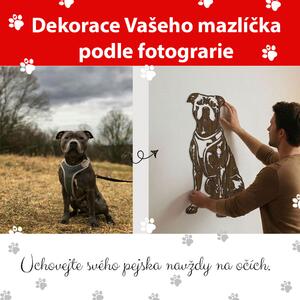Dřevěná dekorace pejska z vaší fotografie Zvolte barvu dekoru: Ořech | Delší strana: 40