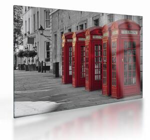 Skleněný obraz - Londýnské telefonní budky (70x50 cm)
