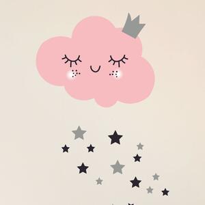 Sada samolepek na zeď Ambiance Pink Clound and Stars