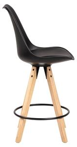 Černá barová židle s podnožím z kaučukového dřeva Actona Dima