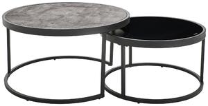 SADA KONFERENČNÍCH STOLKŮ, šedá, černá, kov, sklo, kompozitní dřevo, 65-80/65-80/38-40 cm MID.YOU - Konferenční stolky, Online Only