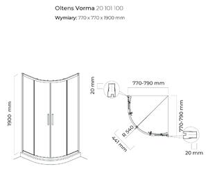 Oltens Vorma sprchový kout 80x80 cm půlkulatá chrom lesk/průhledné sklo 20101100