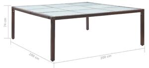 Zahradní jídelní stůl Mellina - polyratan - hnědý | 200x200x74 cm