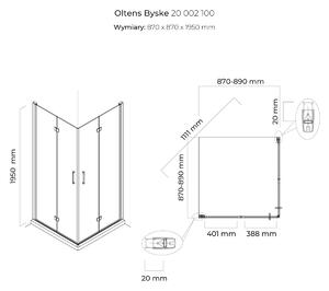Oltens Byske sprchový kout 90x90 cm čtvercový chrom lesk/průhledné sklo 20002100