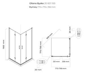 Oltens Byske sprchový kout 80x80 cm čtvercový chrom lesk/průhledné sklo 20001100