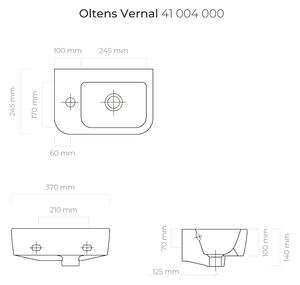 Oltens Vernal umyvadlo 37x24.5 cm půlkruhový klasický bílá 41004000