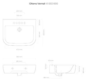 Oltens Vernal umyvadlo 56x45 cm půlkruhový klasický bílá 41002000