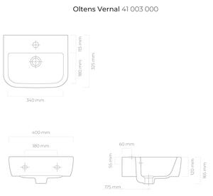 Oltens Vernal umyvadlo 40x32.5 cm půlkruhový klasický bílá 41003000
