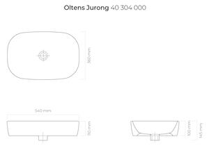 Oltens Jurong umyvadlo 54x36 cm oválný na pult bílá 40304000