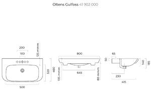 Oltens Gulfoss umyvadlo 80x46 cm půlkruhový bílá 41902000